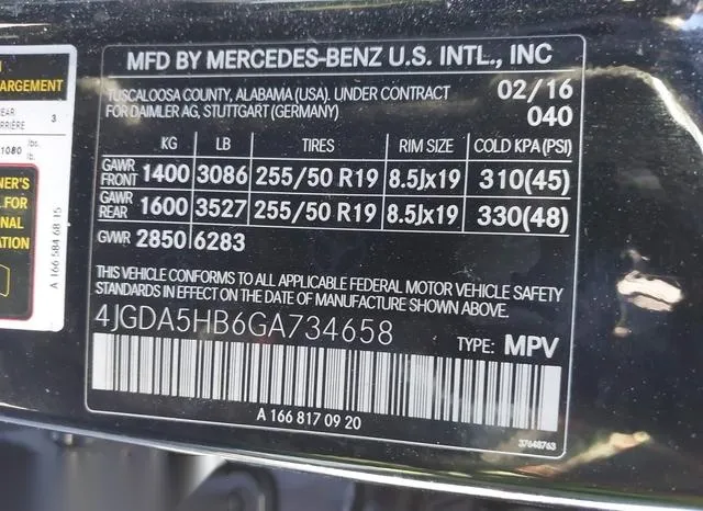 4JGDA5HB6GA734658 2016 2016 Mercedes-Benz GLE 350- 4Matic 9