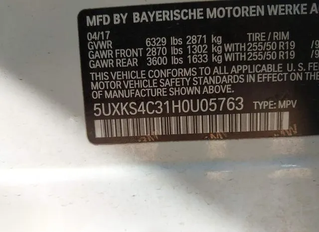 5UXKS4C31H0U05763 2017 2017 BMW X5- Xdrive35D 9