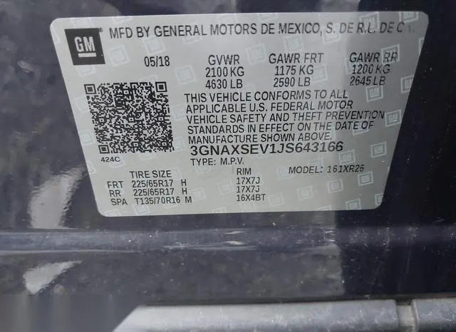 3GNAXSEV1JS643166 2018 2018 Chevrolet Equinox- LT 9