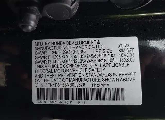 5FNYF8H68NB029876 2022 2022 Honda Passport- Awd Trailsport 9