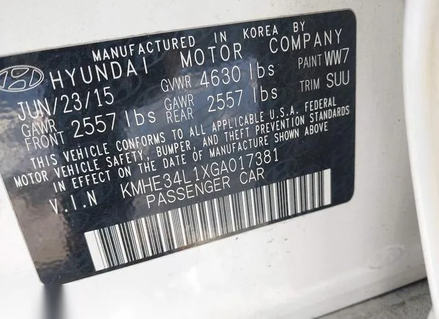 KMHE34L1XGA017381 2016 2016 Hyundai Sonata- Hybrid Limited 9