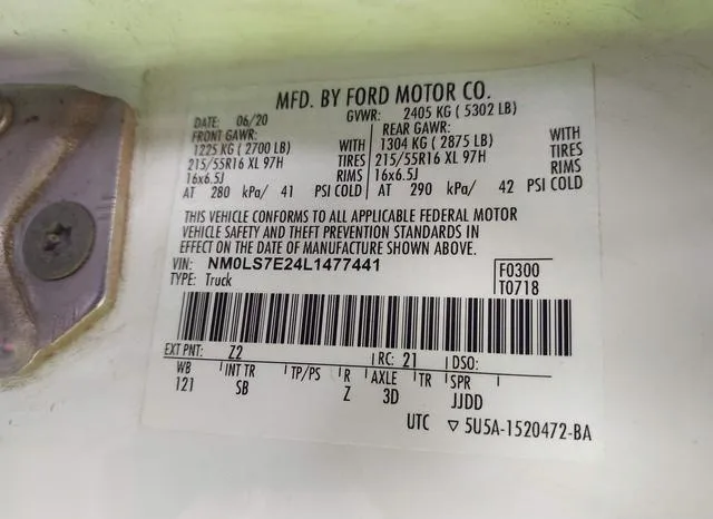 NM0LS7E24L1477441 2020 2020 Ford Transit- Connect Xl Cargo Van 9