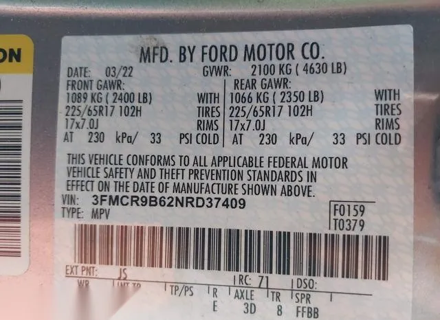 3FMCR9B62NRD37409 2022 2022 Ford Bronco Sport- Big Bend 9