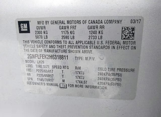 2GNFLFEK2H6318811 2017 2017 Chevrolet Equinox- LT 9