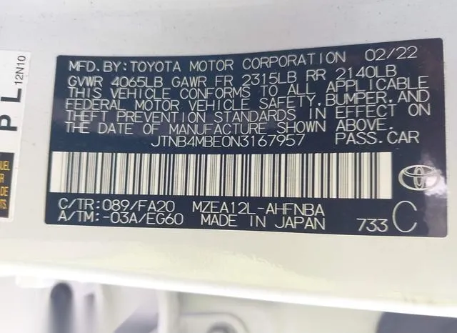 JTNB4MBE0N3167957 2022 2022 Toyota Corolla- SE 9