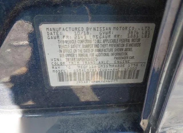 3N1AB7AP8KY246079 2019 2019 Nissan Sentra- SV 9