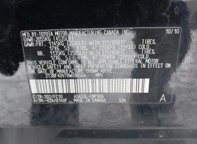 2T3BF4DV7BW096504 2011 2011 Toyota RAV4 9