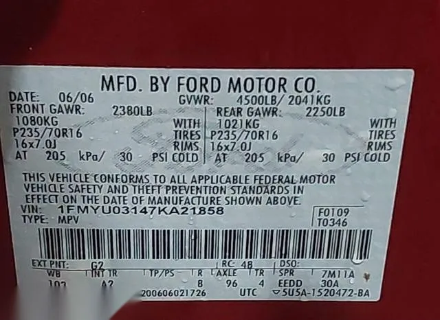 1FMYU03147KA21858 2007 2007 Ford Escape- Xlt/Xlt Sport 9