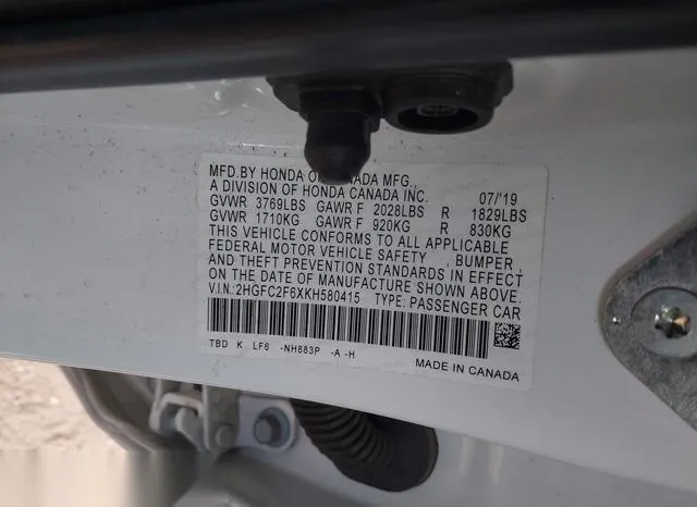 2HGFC2F6XKH580415 2019 2019 Honda Civic- LX 9