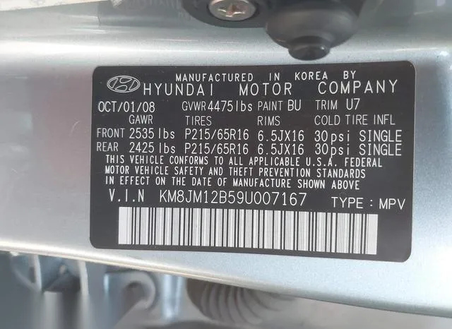 KM8JM12B59U007167 2009 2009 Hyundai Tucson- Gls 9