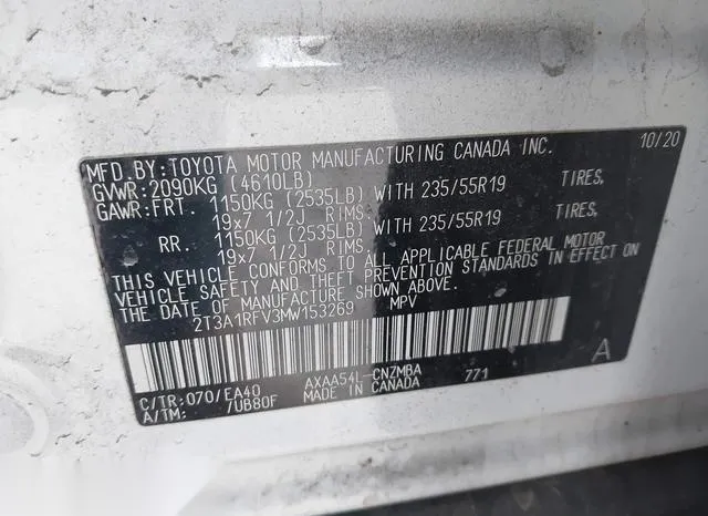 2T3A1RFV3MW153269 2021 2021 Toyota RAV4- Xle Premium 9