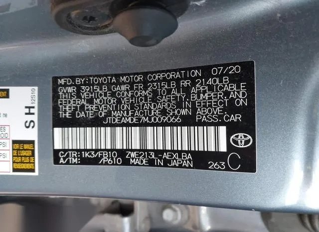 JTDEAMDE7MJ009066 2021 2021 Toyota Corolla- Hybrid Le 9