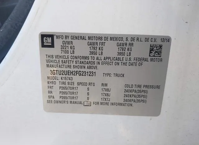 3GTU2UEH2FG231231 2015 2015 GMC Sierra- 1500 Sle 9