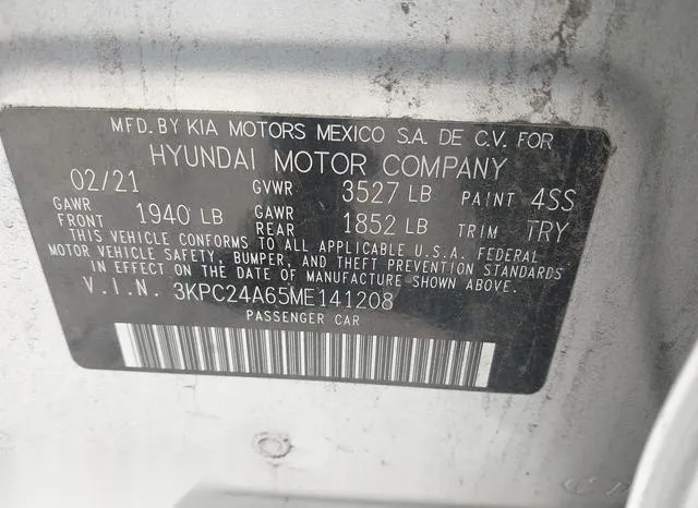 3KPC24A65ME141208 2021 2021 Hyundai Accent- SE 9