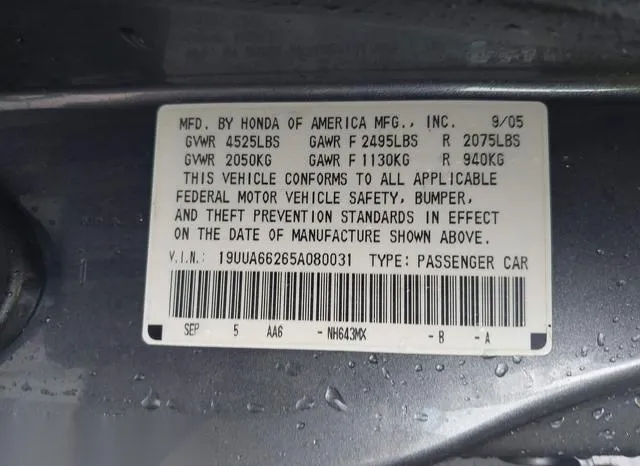 19UUA66265A080031 2005 2005 Acura TL 9