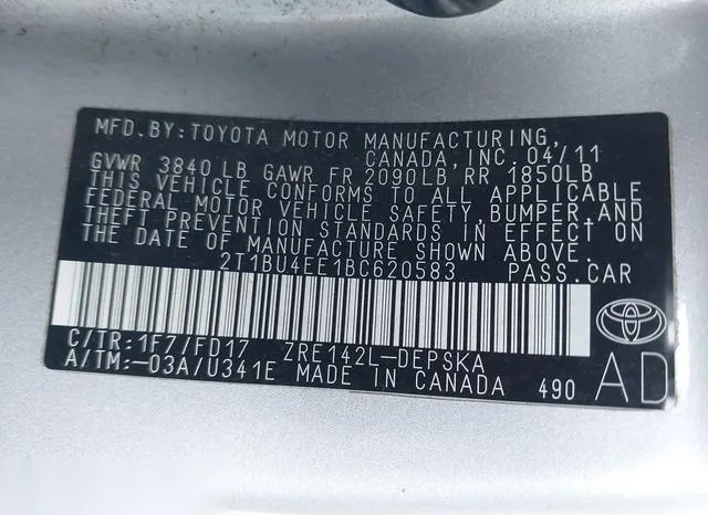 2T1BU4EE1BC620583 2011 2011 Toyota Corolla- S 9