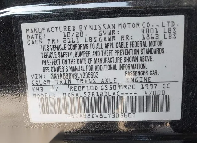 3N1AB8DV8LY305603 2020 2020 Nissan Sentra- Sr Xtronic Cvt 9