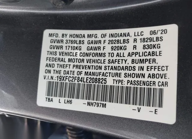 19XFC2F84LE208825 2020 2020 Honda Civic- Sport 9