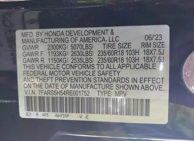 7FARS5H54RE001752 2024 2024 Honda CR-V- Hybrid Sport 9