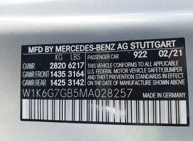 W1K6G7GB5MA028257 2021 2021 Mercedes-Benz S 580- 4Matic 9