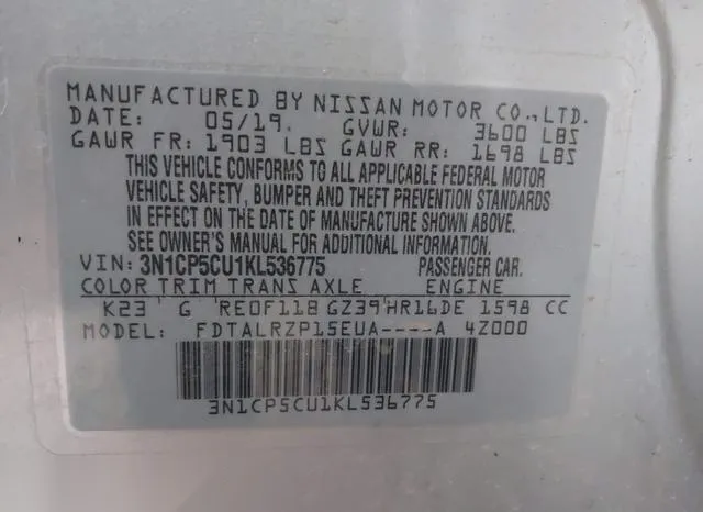 3N1CP5CU1KL536775 2019 2019 Nissan Kicks- S 9