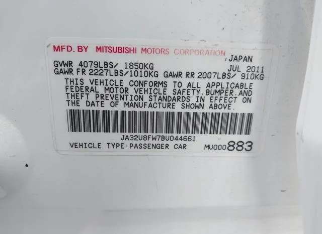 JA32U8FW7BU044661 2011 2011 Mitsubishi Lancer- Gts 9