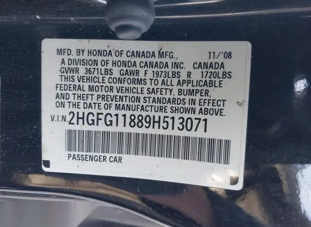 2HGFG11889H513071 2009 2009 Honda Civic- EX 9