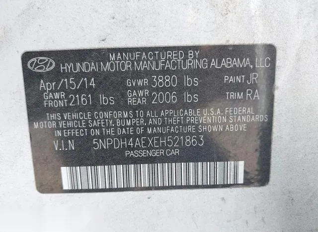 5NPDH4AEXEH521863 2014 2014 Hyundai Elantra- SE 9