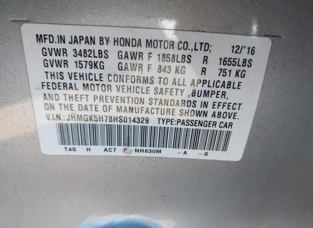 JHMGK5H78HS014329 2017 2017 Honda Fit- EX 9