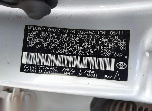 JTDKN3DU1B1375630 2011 2011 Toyota Prius- Five/Four/One/Thr 9