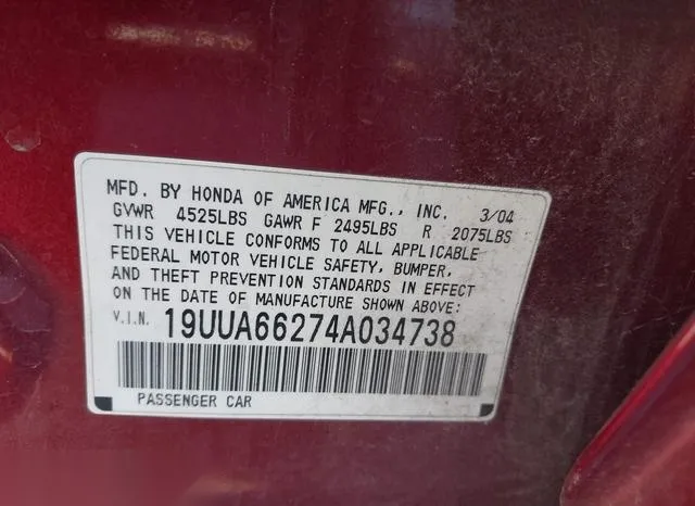 19UUA66274A034738 2004 2004 Acura TL 9