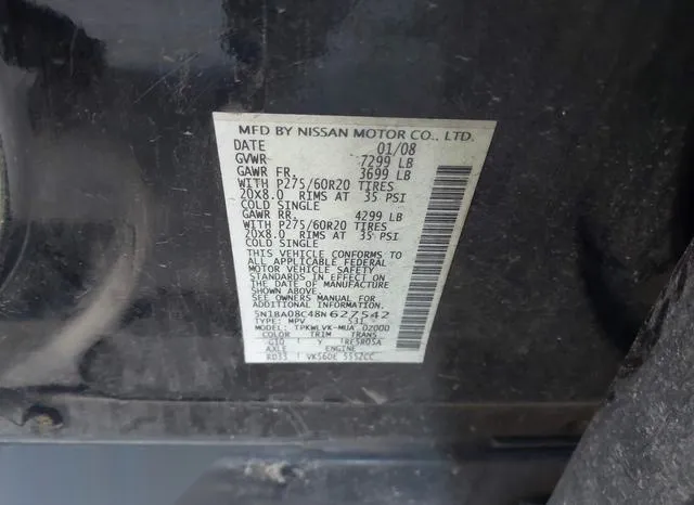 5N1BA08C48N627542 2008 2008 Nissan Armada- LE 9