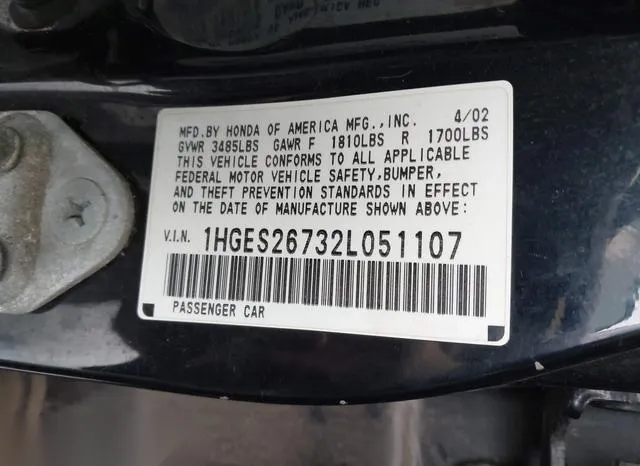 1HGES26732L051107 2002 2002 Honda Civic- EX 9