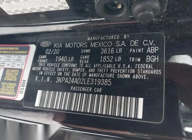 3KPA24AD2LE319385 2020 2020 KIA Rio- S 9