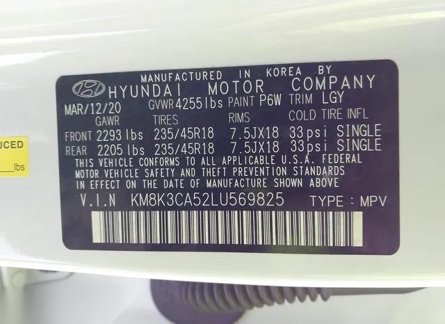 KM8K3CA52LU569825 2020 2020 Hyundai Kona- Limited 9