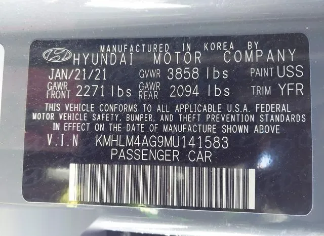 KMHLM4AG9MU141583 2021 2021 Hyundai Elantra- Sel 9