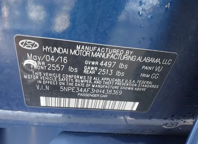 5NPE34AF3HH438369 2017 2017 Hyundai Sonata- Sport 9