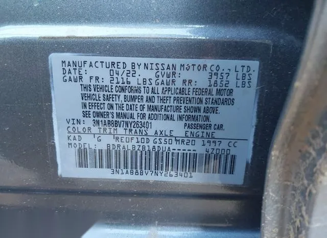 3N1AB8BV7NY263401 2022 2022 Nissan Sentra- S Xtronic Cvt 9