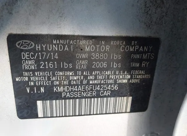 KMHDH4AE6FU425456 2015 2015 Hyundai Elantra- SE 9