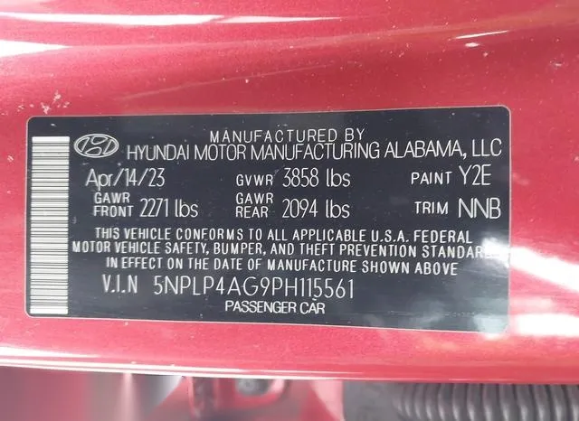 5NPLP4AG9PH115561 2023 2023 Hyundai Elantra- Limited 9