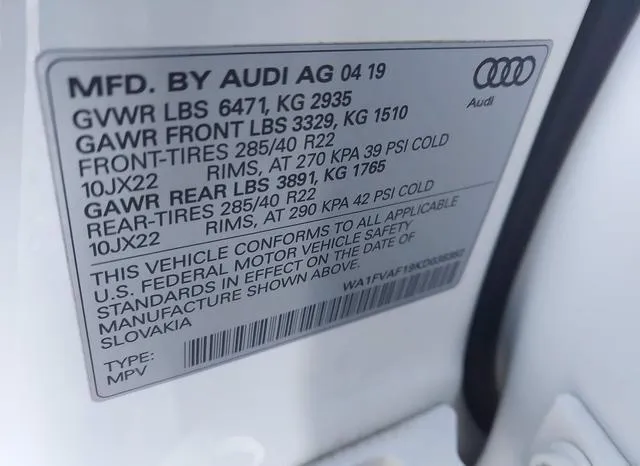 WA1FVAF19KD038382 2019 2019 Audi Q8- 55 Premium 9