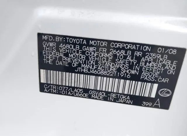 JTHBJ46G882211916 2008 2008 Lexus ES- 350 9