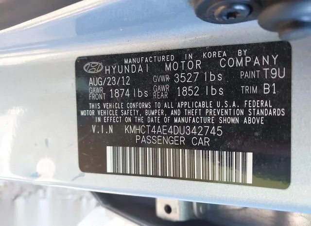 KMHCT4AE4DU342745 2013 2013 Hyundai Accent- Gls 9