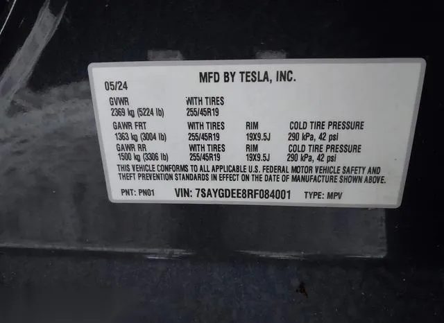 7SAYGDEE8RF084001 2024 2024 Tesla Model Y- Long Range Dual 9