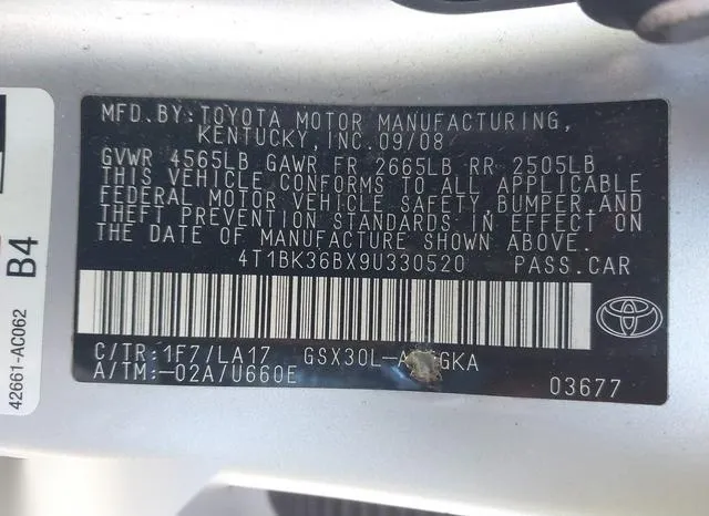 4T1BK36BX9U330520 2009 2009 Toyota Avalon- Xls 9