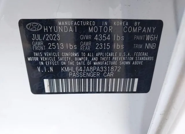 KMHL64JA8PA331872 2023 2023 Hyundai Sonata- Sel 9