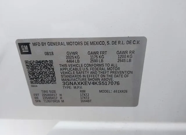 3GNAXKEV4KS517076 2019 2019 Chevrolet Equinox- LT 9