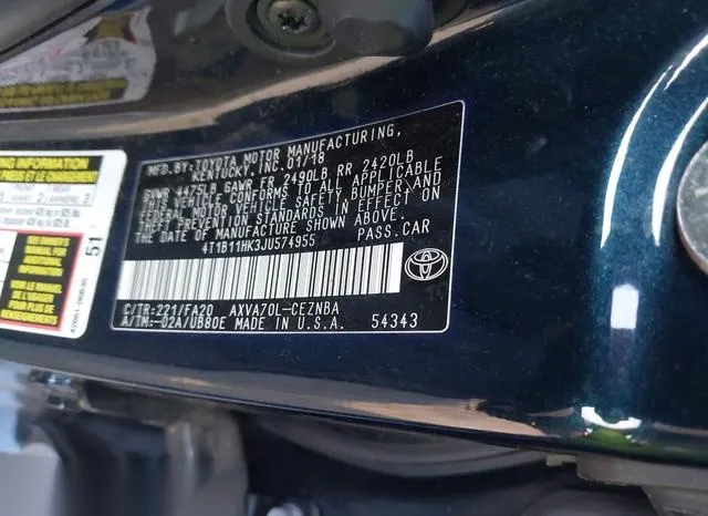 4T1B11HK3JU574955 2018 2018 Toyota Camry- LE 9