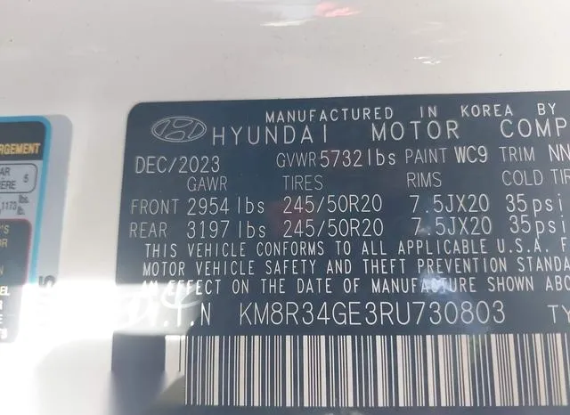 KM8R34GE3RU730803 2024 2024 Hyundai Palisade- Xrt 9