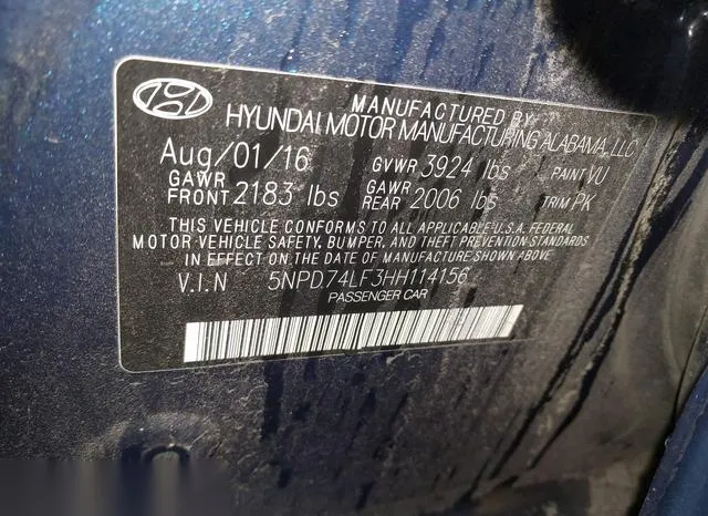 5NPD74LF3HH114156 2017 2017 Hyundai Elantra- SE 9